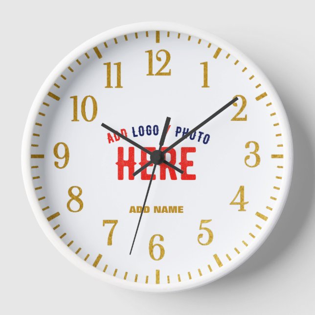 STYLISH MODERN CUSTOMIZABLE WHITE VERIFIED BRANDED CLOCK (Front)