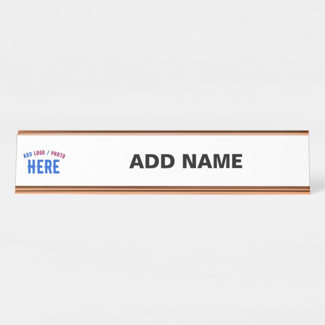 STYLISH MODERN CUSTOMIZABLE WHITE VERIFIED BRANDED DESK NAME PLATE (Front)