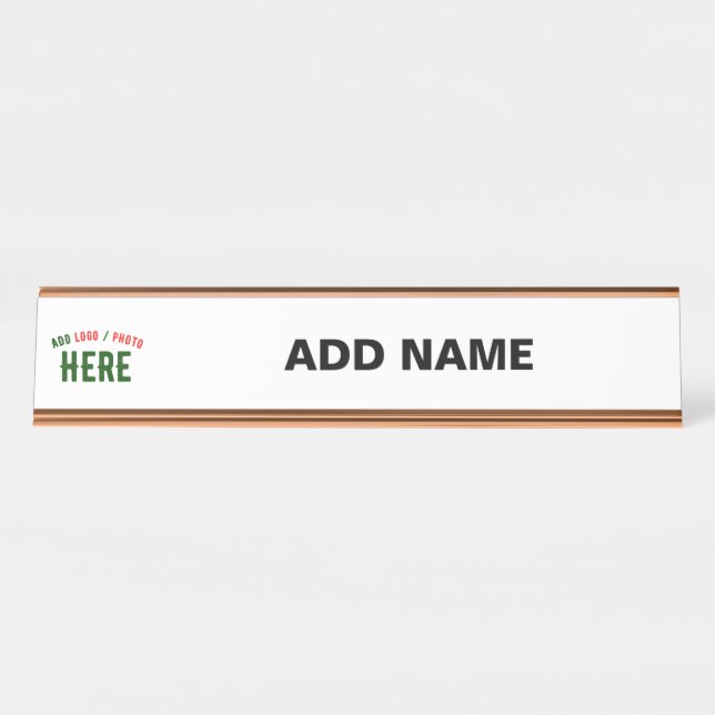 STYLISH MODERN CUSTOMIZABLE WHITE VERIFIED BRANDED DESK NAME PLATE (Front)