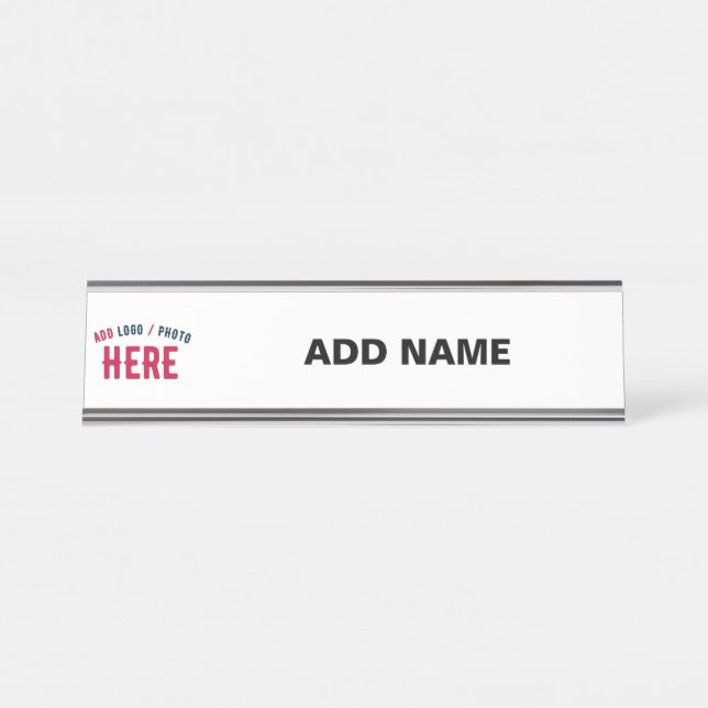STYLISH MODERN CUSTOMIZABLE WHITE VERIFIED BRANDED DESK NAME PLATE (Front)