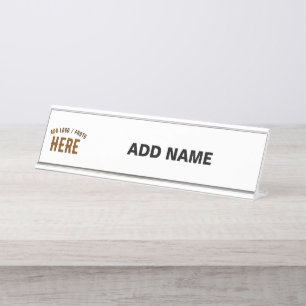STYLISH MODERN CUSTOMIZABLE WHITE VERIFIED BRANDED DESK NAME PLATE
