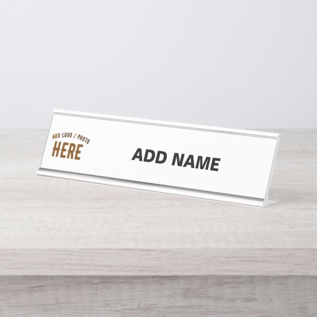STYLISH MODERN CUSTOMIZABLE WHITE VERIFIED BRANDED DESK NAME PLATE (Front)
