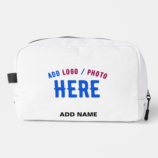 STYLISH MODERN CUSTOMIZABLE WHITE VERIFIED BRANDED DOPP KIT (Front)