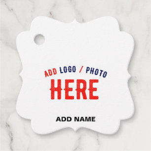 STYLISH MODERN CUSTOMIZABLE WHITE VERIFIED BRANDED FAVOUR TAGS