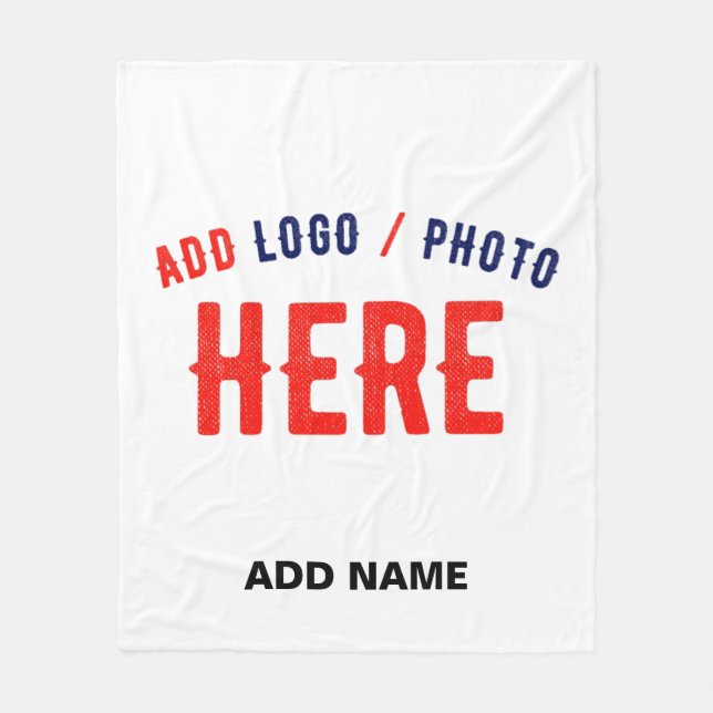 STYLISH MODERN CUSTOMIZABLE WHITE VERIFIED BRANDED FLEECE BLANKET (Front)