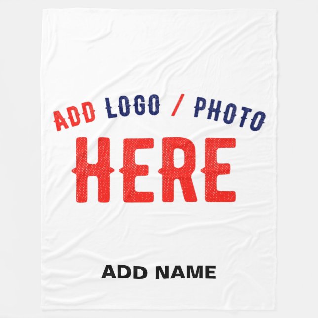 STYLISH MODERN CUSTOMIZABLE WHITE VERIFIED BRANDED FLEECE BLANKET (Front)