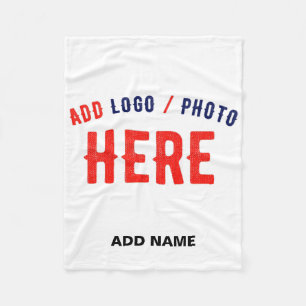 STYLISH MODERN CUSTOMIZABLE WHITE VERIFIED BRANDED FLEECE BLANKET
