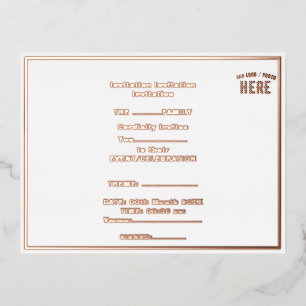 STYLISH MODERN CUSTOMIZABLE WHITE VERIFIED BRANDED FOIL INVITATION POSTCARD