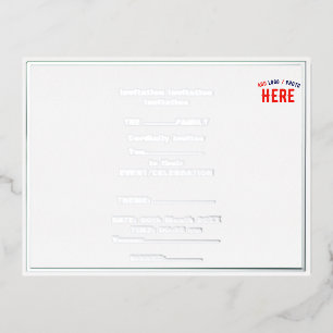 STYLISH MODERN CUSTOMIZABLE WHITE VERIFIED BRANDED FOIL INVITATION POSTCARD
