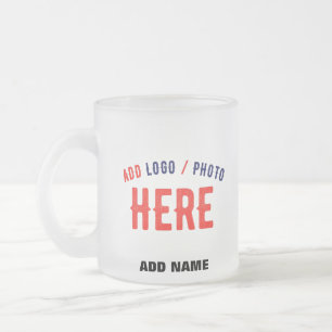 STYLISH MODERN CUSTOMIZABLE WHITE VERIFIED BRANDED FROSTED GLASS COFFEE MUG