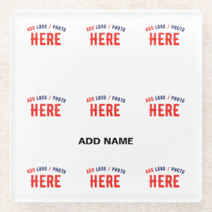 STYLISH MODERN CUSTOMIZABLE WHITE VERIFIED BRANDED GLASS COASTER