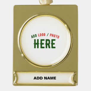 STYLISH MODERN CUSTOMIZABLE WHITE VERIFIED BRANDED GOLD PLATED BANNER ORNAMENT