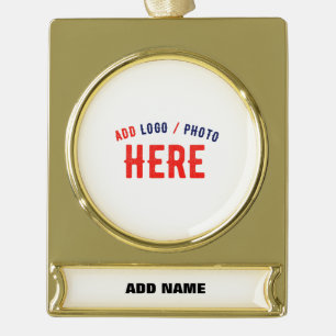 STYLISH MODERN CUSTOMIZABLE WHITE VERIFIED BRANDED GOLD PLATED BANNER ORNAMENT