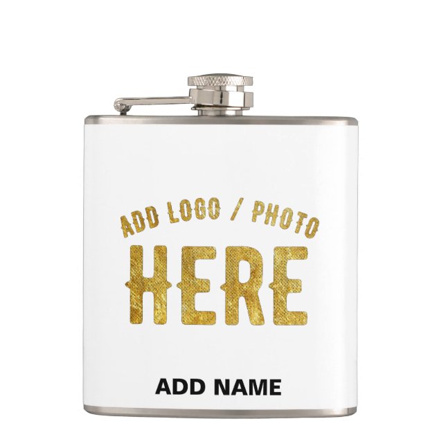 STYLISH MODERN CUSTOMIZABLE WHITE VERIFIED BRANDED HIP FLASK (Front)