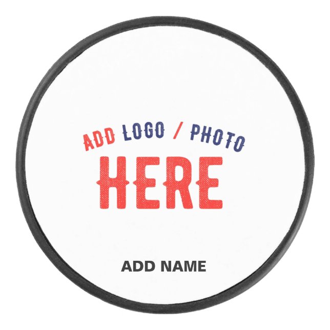 STYLISH MODERN CUSTOMIZABLE WHITE VERIFIED BRANDED HOCKEY PUCK (Front)