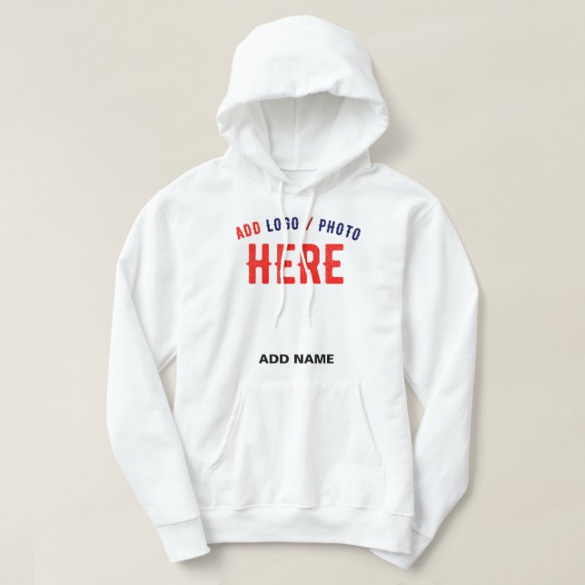 STYLISH MODERN CUSTOMIZABLE WHITE VERIFIED BRANDED HOODIE (Design Front)