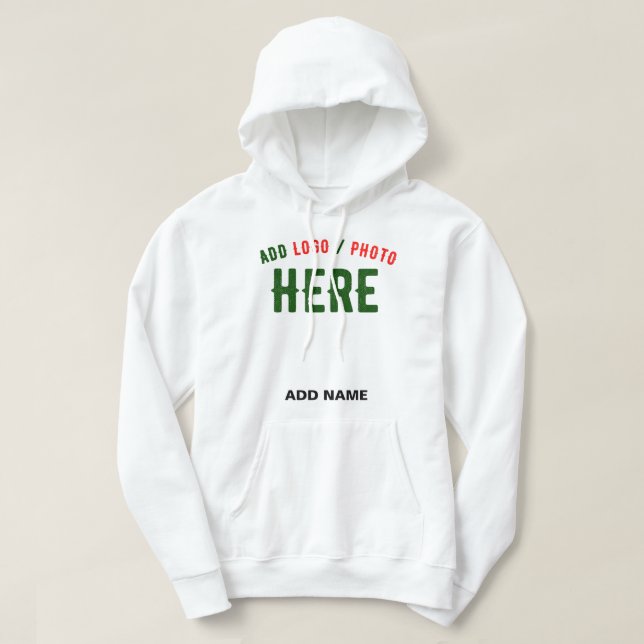 STYLISH MODERN CUSTOMIZABLE WHITE VERIFIED BRANDED HOODIE (Design Front)