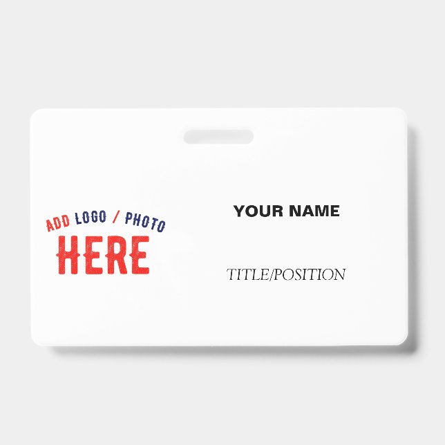 STYLISH MODERN CUSTOMIZABLE WHITE VERIFIED BRANDED ID BADGE (Front)