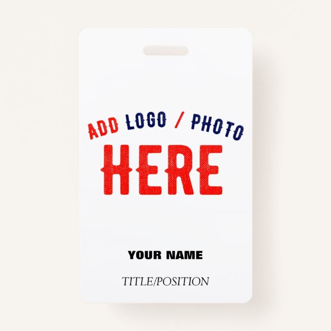 STYLISH MODERN CUSTOMIZABLE WHITE VERIFIED BRANDED ID BADGE (Front)