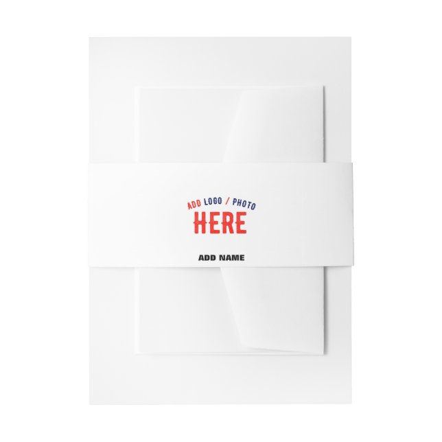 STYLISH MODERN CUSTOMIZABLE WHITE VERIFIED BRANDED INVITATION BELLY BAND (Front Example)