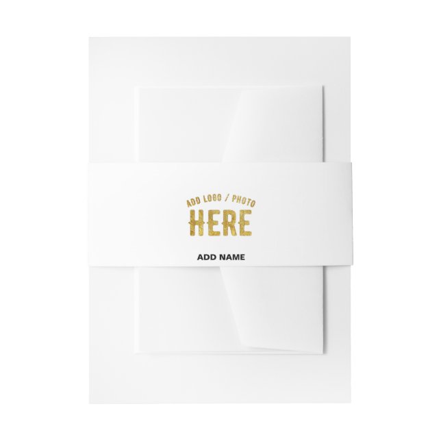STYLISH MODERN CUSTOMIZABLE WHITE VERIFIED BRANDED INVITATION BELLY BAND (Front Example)