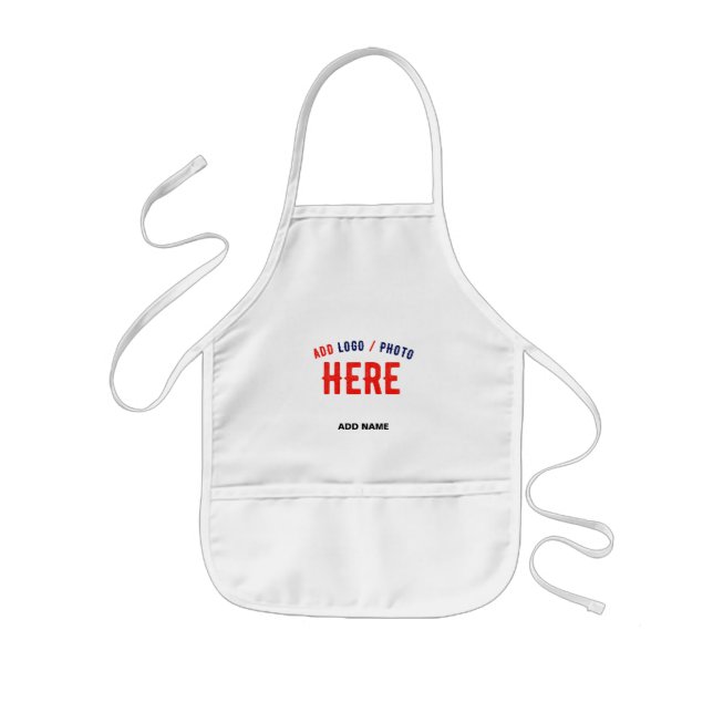 STYLISH MODERN CUSTOMIZABLE WHITE VERIFIED BRANDED KIDS APRON (Front)