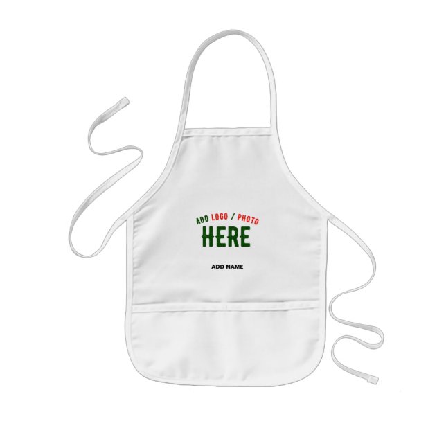 STYLISH MODERN CUSTOMIZABLE WHITE VERIFIED BRANDED KIDS APRON (Front)