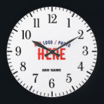 STYLISH MODERN CUSTOMIZABLE WHITE VERIFIED BRANDED LARGE CLOCK<br><div class="desc">THIS IS A DESIGN FITTING FOR EVERYONE.YOU CAN CHANGE, RESIZE OR ADD LOGO, PHOTO, TEXT AND COLOURS THE WAY YOU LIKE.THANK YOU.</div>