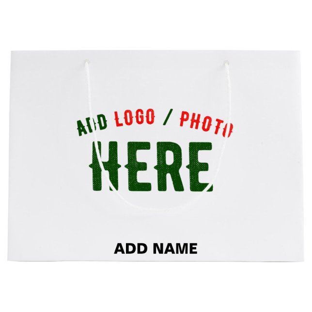 STYLISH MODERN CUSTOMIZABLE WHITE VERIFIED BRANDED LARGE GIFT BAG (Front)