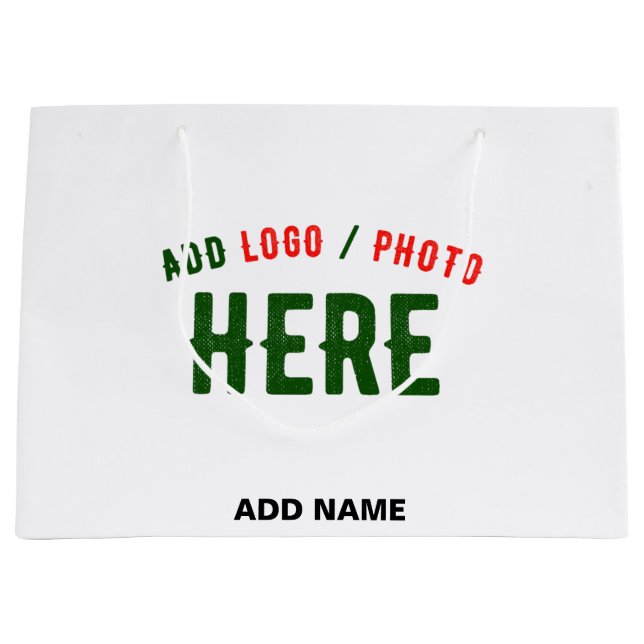 STYLISH MODERN CUSTOMIZABLE WHITE VERIFIED BRANDED LARGE GIFT BAG (Front)