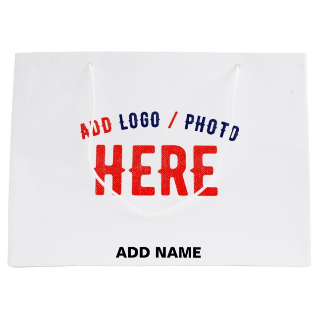 STYLISH MODERN CUSTOMIZABLE WHITE VERIFIED BRANDED LARGE GIFT BAG (Front)
