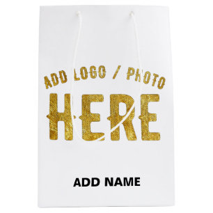 STYLISH MODERN CUSTOMIZABLE WHITE VERIFIED BRANDED MEDIUM GIFT BAG
