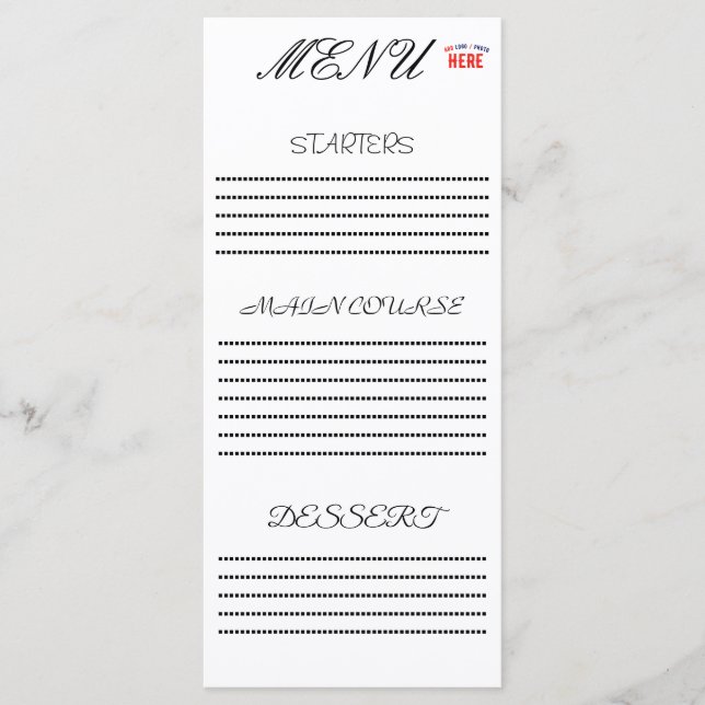 STYLISH MODERN CUSTOMIZABLE WHITE VERIFIED BRANDED MENU (Front)