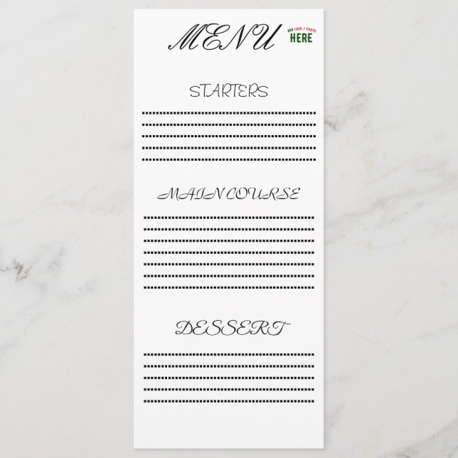 STYLISH MODERN CUSTOMIZABLE WHITE VERIFIED BRANDED MENU (Front)