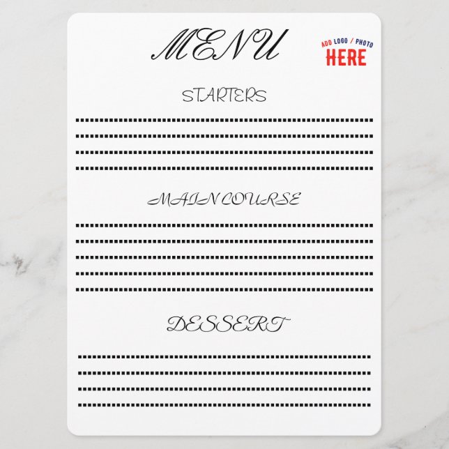 STYLISH MODERN CUSTOMIZABLE WHITE VERIFIED BRANDED MENU (Front)