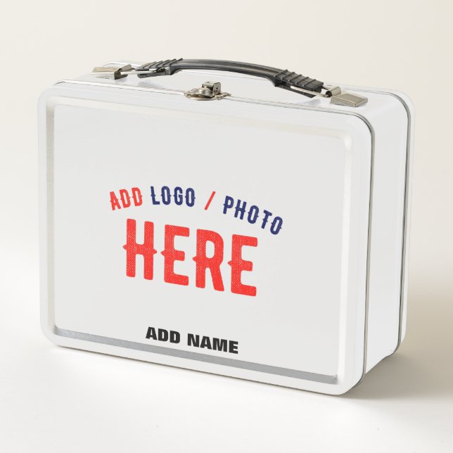 STYLISH MODERN CUSTOMIZABLE WHITE VERIFIED BRANDED METAL LUNCH BOX (Front)