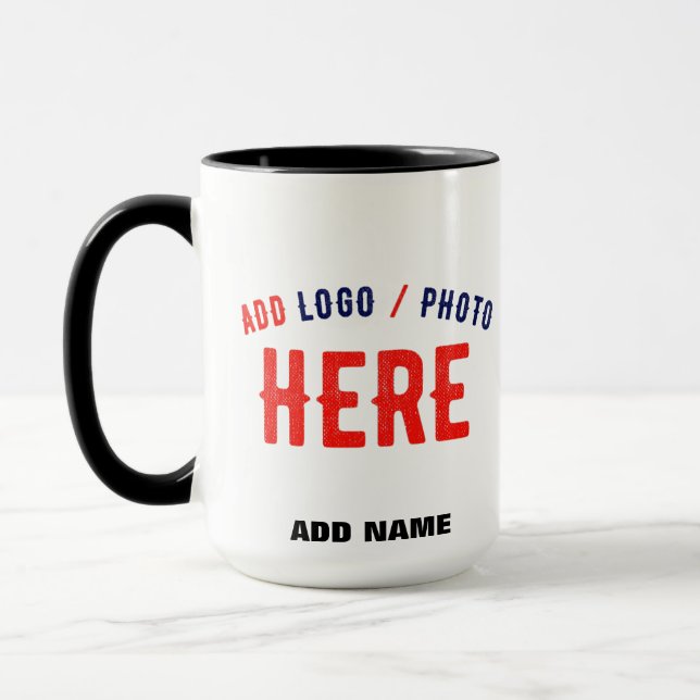 STYLISH MODERN CUSTOMIZABLE WHITE VERIFIED BRANDED MUG (Left)