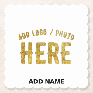 STYLISH MODERN CUSTOMIZABLE WHITE VERIFIED BRANDED PAPER COASTER