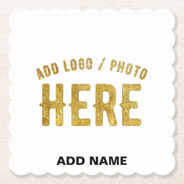 STYLISH MODERN CUSTOMIZABLE WHITE VERIFIED BRANDED PAPER COASTER (Front)