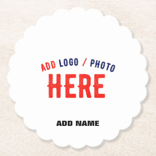 STYLISH MODERN CUSTOMIZABLE WHITE VERIFIED BRANDED PAPER COASTER