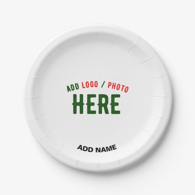 STYLISH MODERN CUSTOMIZABLE WHITE VERIFIED BRANDED PAPER PLATE (Front)