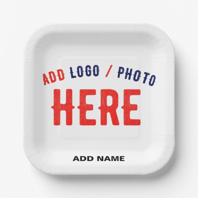 STYLISH MODERN CUSTOMIZABLE WHITE VERIFIED BRANDED PAPER PLATE (Front)