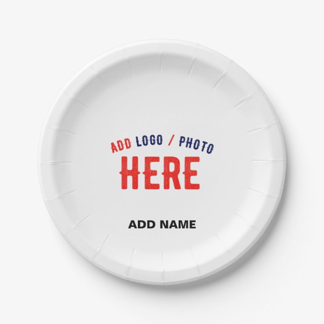 STYLISH MODERN CUSTOMIZABLE WHITE VERIFIED BRANDED PAPER PLATE (Front)