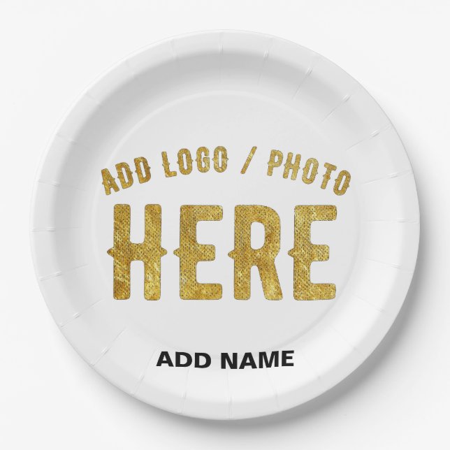 STYLISH MODERN CUSTOMIZABLE WHITE VERIFIED BRANDED PAPER PLATE (Front)