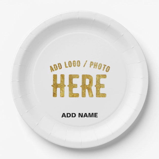 STYLISH MODERN CUSTOMIZABLE WHITE VERIFIED BRANDED PAPER PLATE (Front)