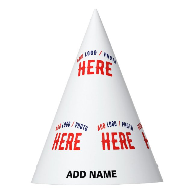 STYLISH MODERN CUSTOMIZABLE WHITE VERIFIED BRANDED PARTY HAT (Front)