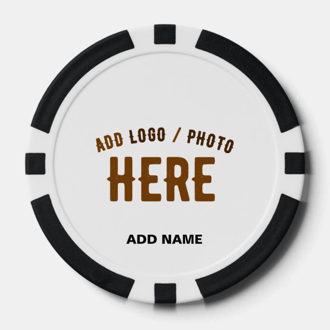 STYLISH MODERN CUSTOMIZABLE WHITE VERIFIED BRANDED POKER CHIPS (Front)