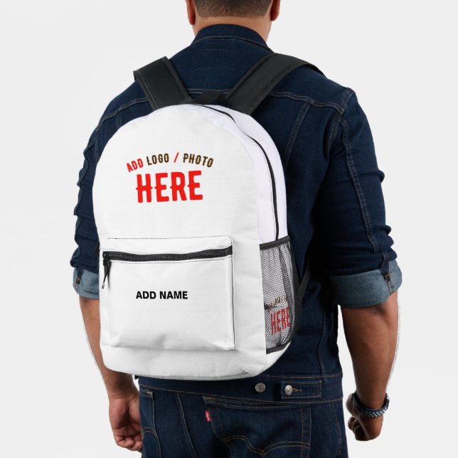 STYLISH MODERN CUSTOMIZABLE WHITE VERIFIED BRANDED PRINTED BACKPACK (Insitu (Model))