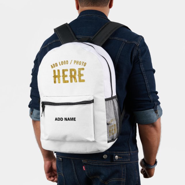 STYLISH MODERN CUSTOMIZABLE WHITE VERIFIED BRANDED PRINTED BACKPACK (Insitu (Model))