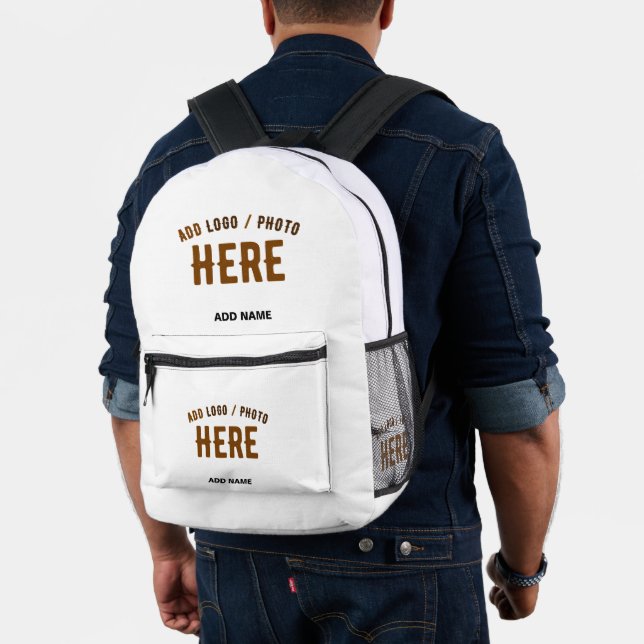 STYLISH MODERN CUSTOMIZABLE WHITE VERIFIED BRANDED PRINTED BACKPACK (Insitu (Model))